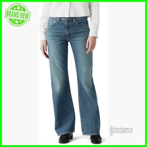 Mid Rise Baggy Bootcut Jeans 100% Cotton Vintage Fit Regular Inseam